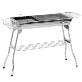 Charcoal Grill, Stainless Steel Portable Folding BBQ, Outdoor Hibachi for Backyard Cooking, Camping, Picnic, Party, Tailgating and Travel with Pa