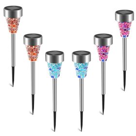 6Packs Mosaic Solar Pathway Lights IP44 Waterproof For Yard Driveway Walkway (Option: 6Pcs)